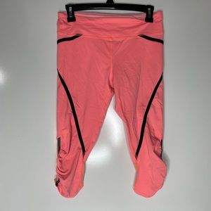 Lululemon Crop Leggings Light Pink Mesh Ruched Women's Size 6.